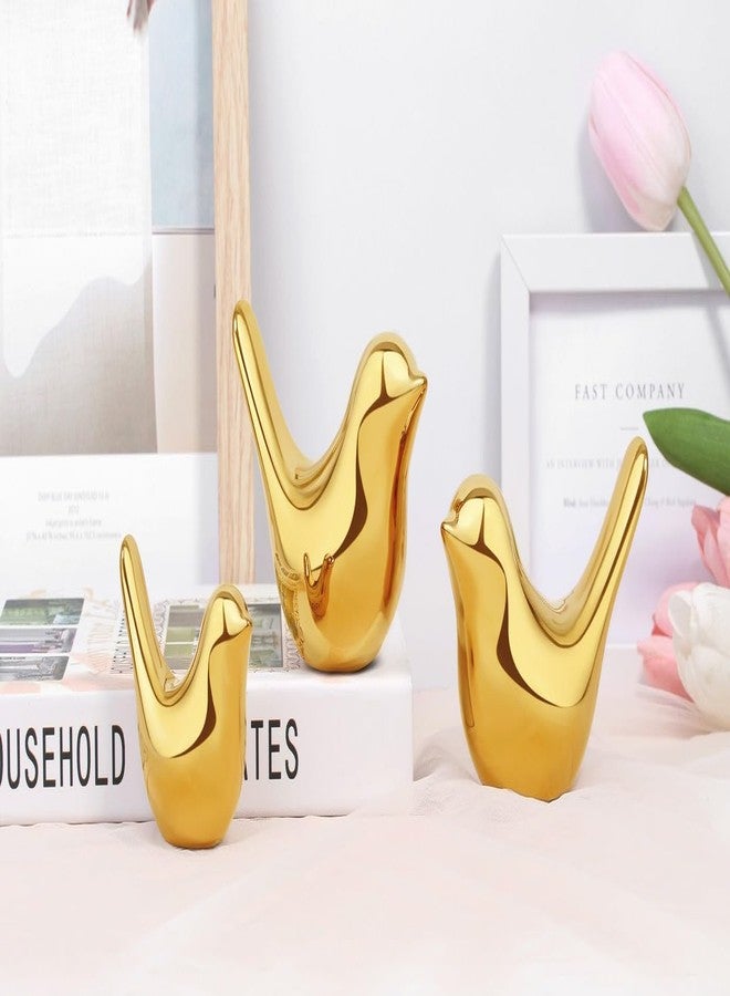 LAIDANLA Small Birds Statues Golden Modern Style Home Decor Birds Small Animal Sculpture for Living Room Office Desktop Shelf Coffee Table Bedroom（2pcs） - Image 2
